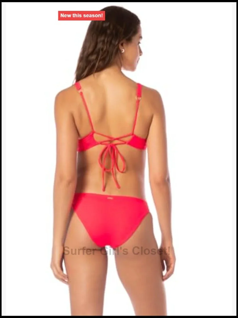 Red Maaji Victoria Top V Wire Bralette Bikini Top Moderate Coverage